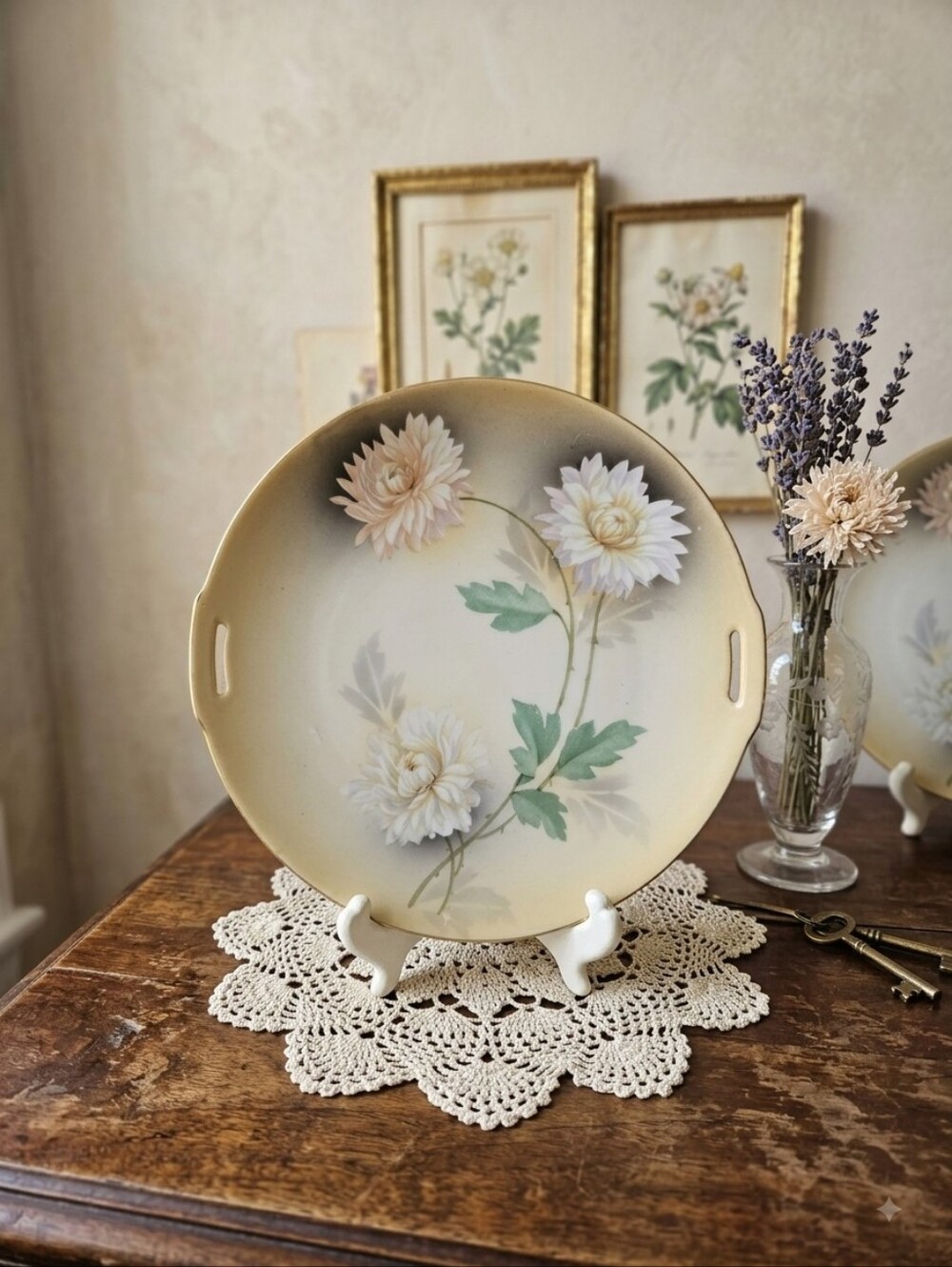 Antique R.S. Tillowitz Germany Hand-Painted Floral Porcelain Cake Plate